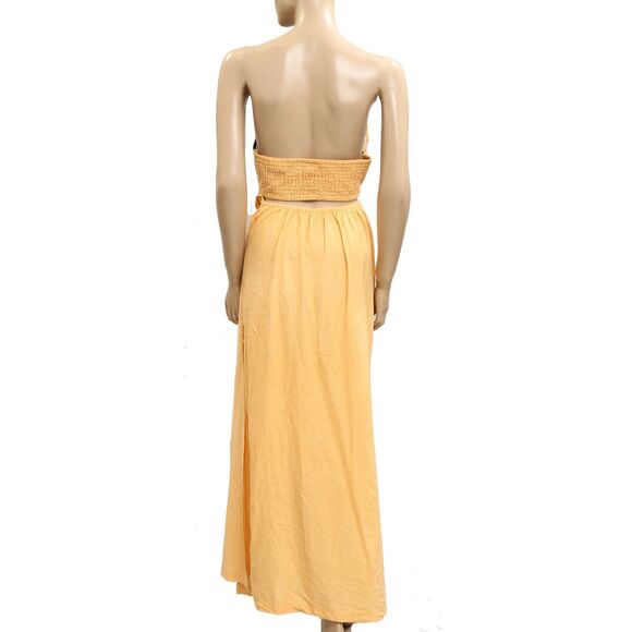 Anthropologie Celandine Strapless Cutout Linen-Blend Dress Sun Print L/XL 282022 - Picture 6 of 7